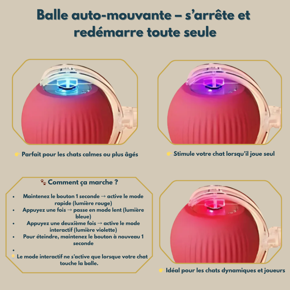 ChaseBall™ Pro – Balle Interactive Rechargeable pour Chats