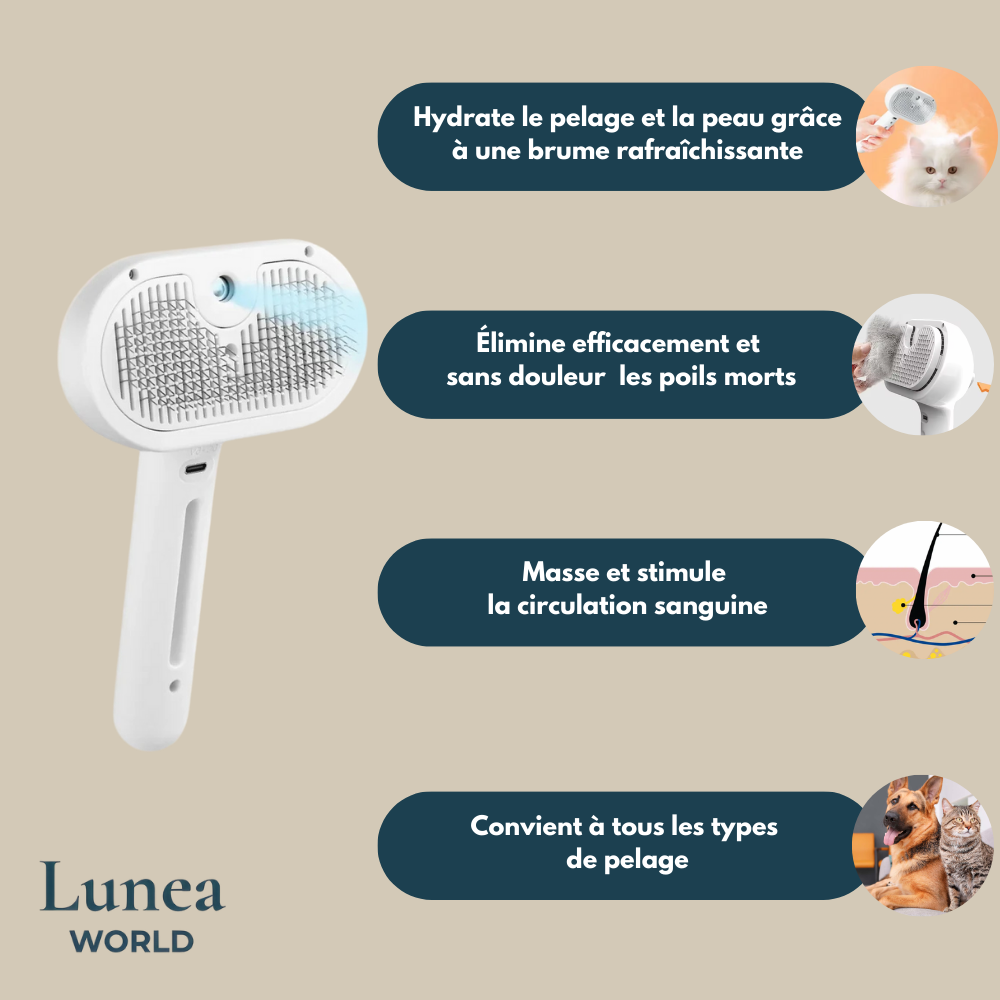 Brosse Veluna™ - 3-en-1 pour un toilettage en douceur
