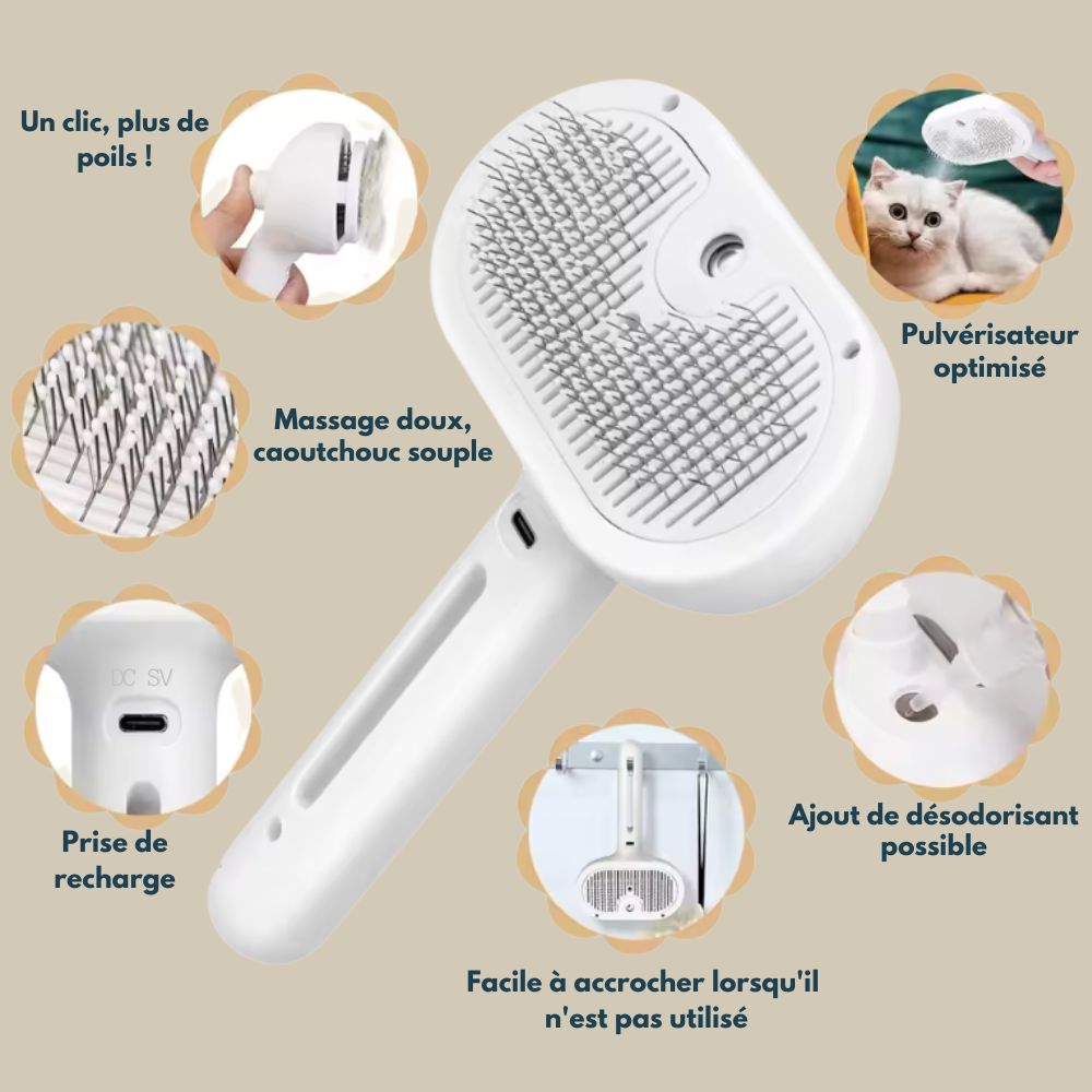 Brosse Veluna™ - 3-en-1 pour un toilettage en douceur