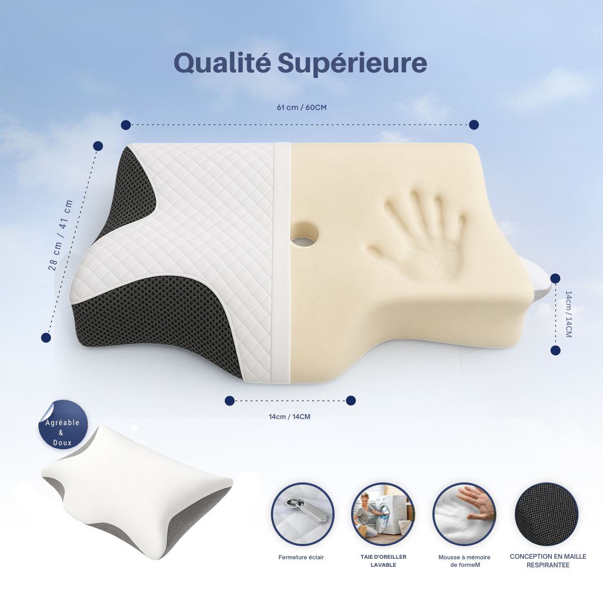 Oreiller Ergonomique - Confort+